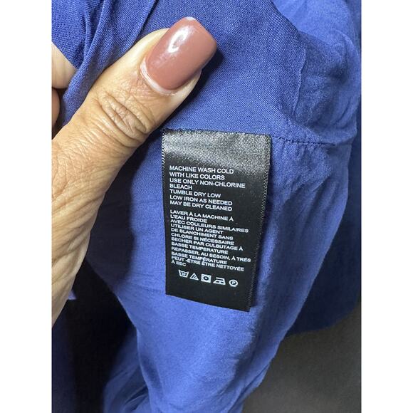 Free People Women's Marni Blue Linen -Blend Oversized Suit Blazer Sz Large NWOT - Picture 8 of 9